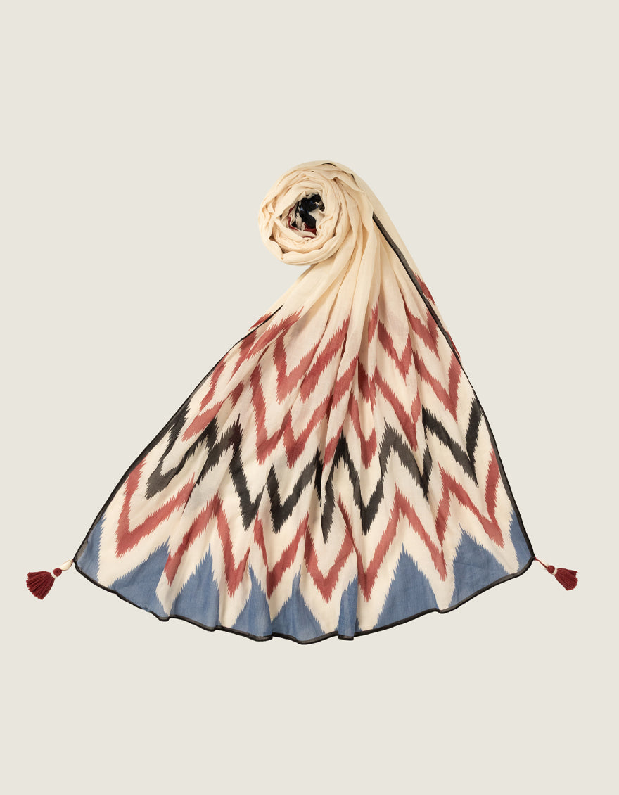 Lawn Cream Dupatta - J. Junaid Jamshed