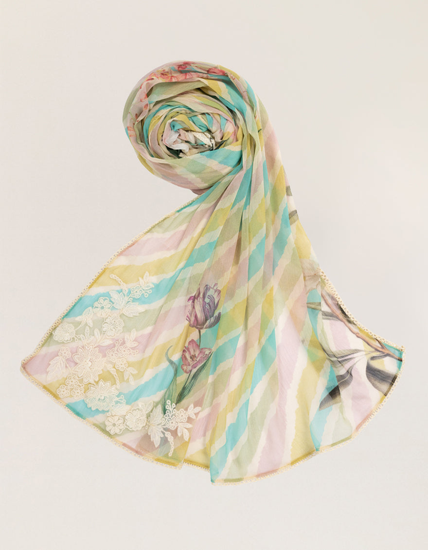 Chiffon Multicolor Dupatta - J. Junaid Jamshed