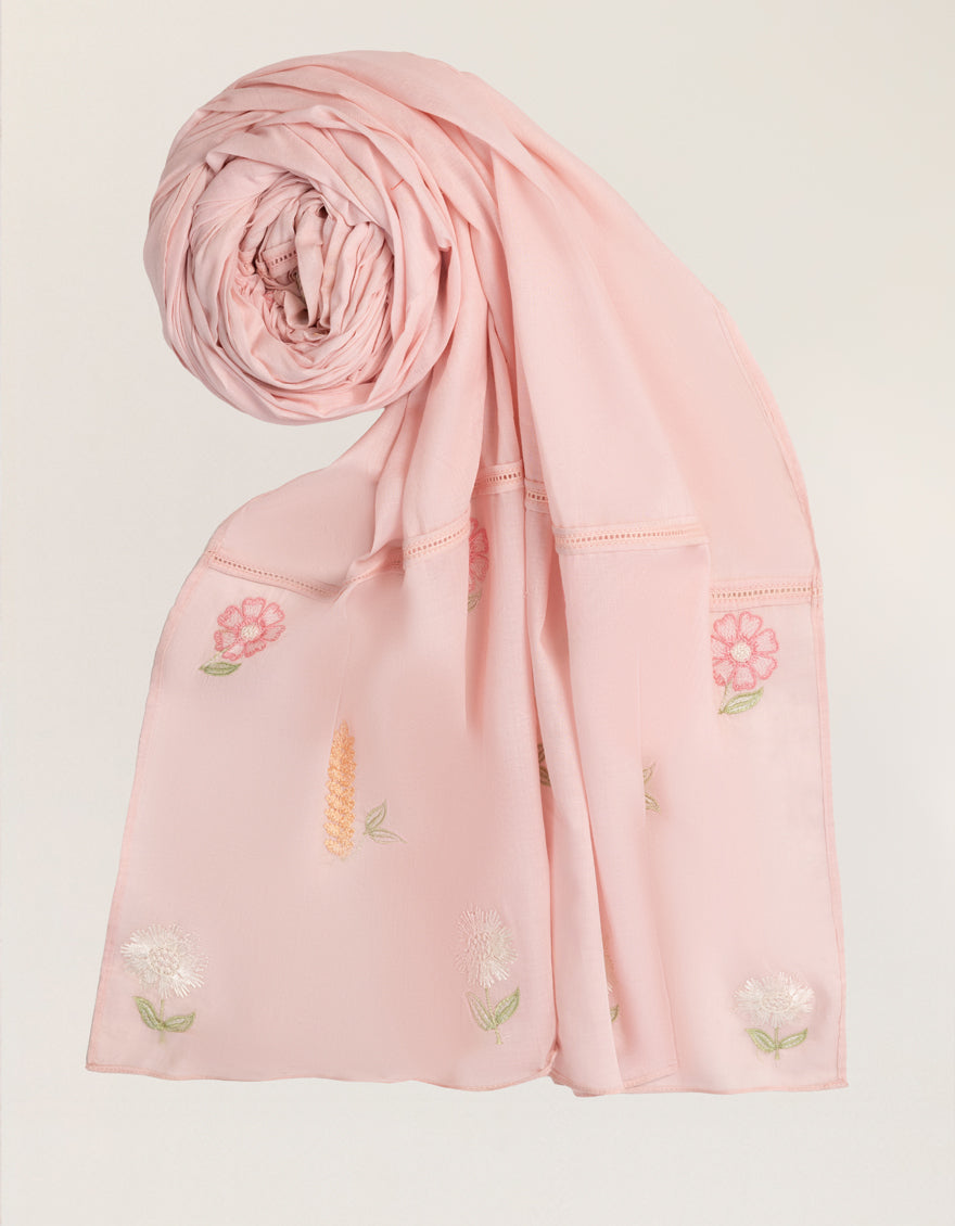 Lawn Pink Dupatta - J. Junaid Jamshed