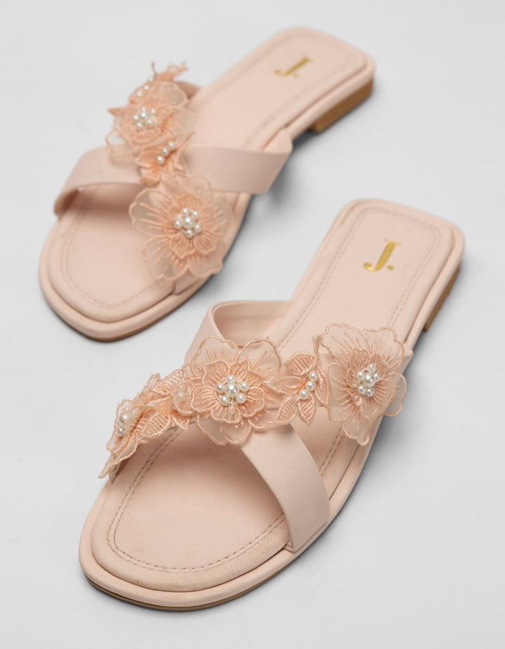 Organza Pink Chappal - J. Junaid Jamshed