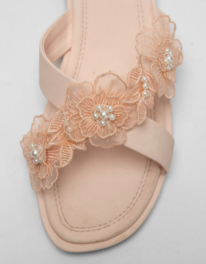 Organza Pink Chappal - J. Junaid Jamshed