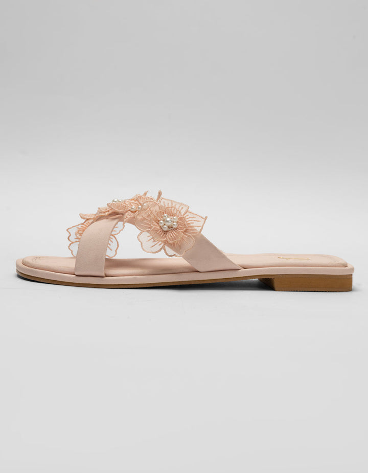 Organza Pink Chappal - J. Junaid Jamshed