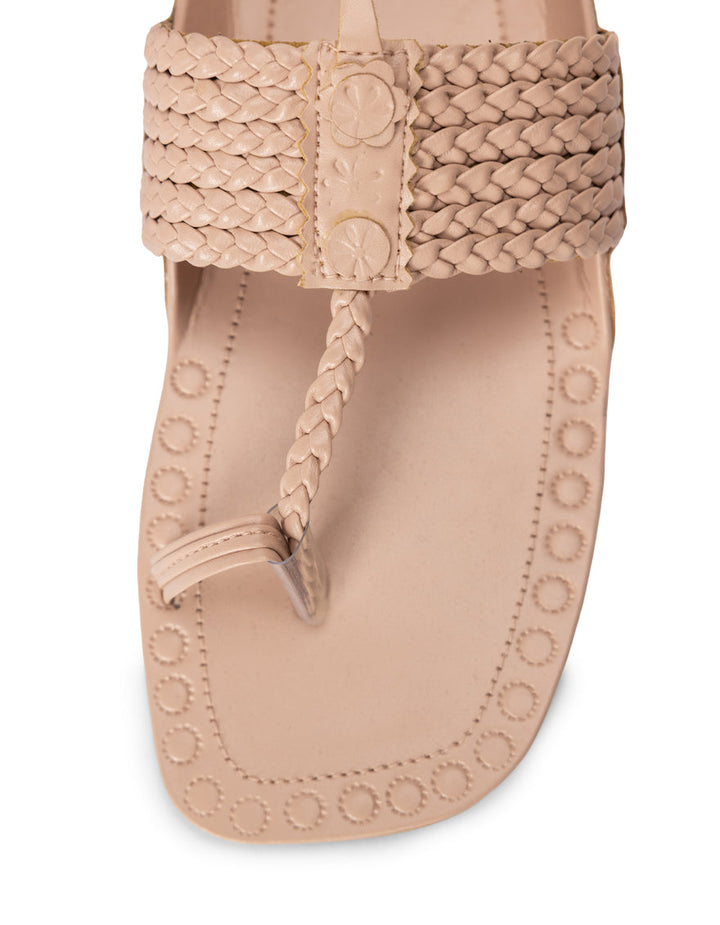Rexine Beige Chappal - J. Junaid Jamshed