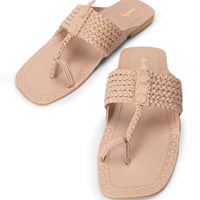Rexine Beige Chappal - J. Junaid Jamshed