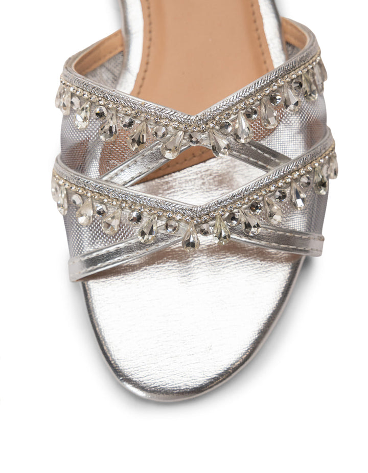 Organza Silver Chappal - J. Junaid Jamshed