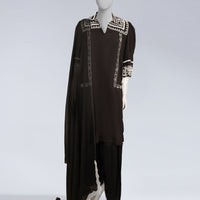 Lawn Black Stitched Suit - J. Junaid Jamshed