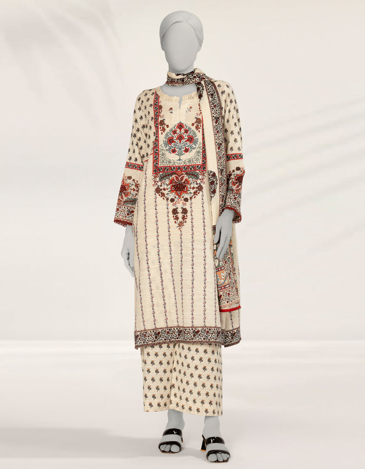 Khaddar Green Stitched Suit - J. Junaid Jamshed