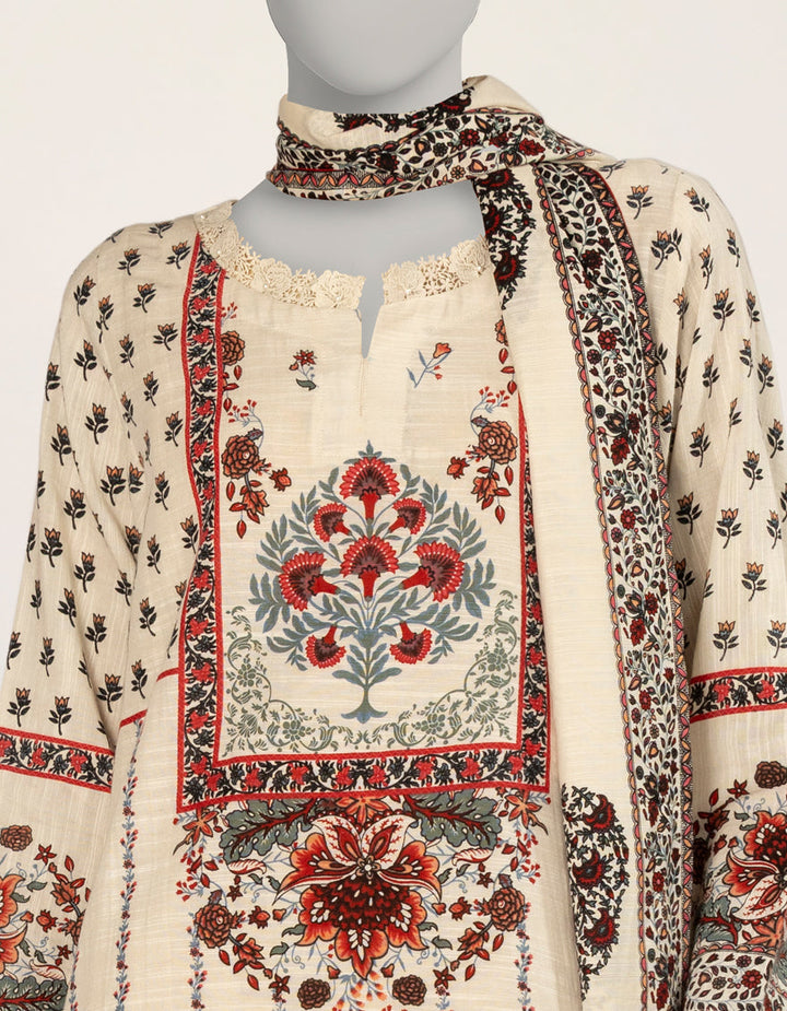 Khaddar Green Stitched Suit - J. Junaid Jamshed