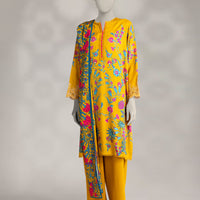 Marina Mustard Stitched Suit - J. Junaid Jamshed
