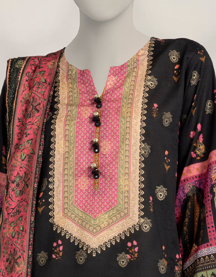 Jacquard Black Stitched Suit - J. Junaid Jamshed