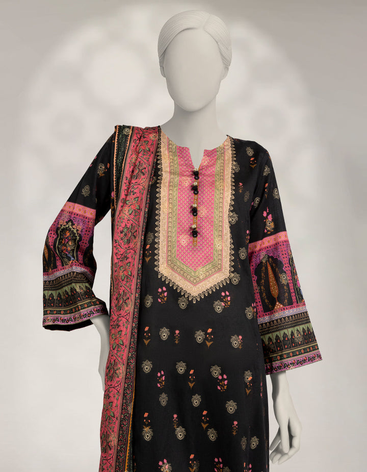 Jacquard Black Stitched Suit - J. Junaid Jamshed
