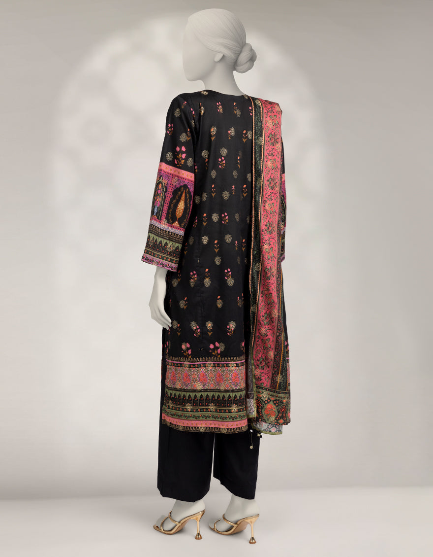 Jacquard Black Stitched Suit - J. Junaid Jamshed