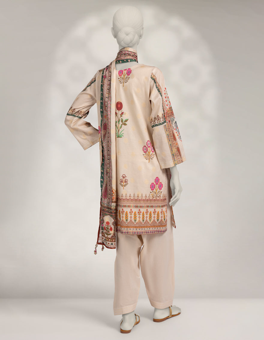 Jacquard Brown Stitched Suit - J. Junaid Jamshed