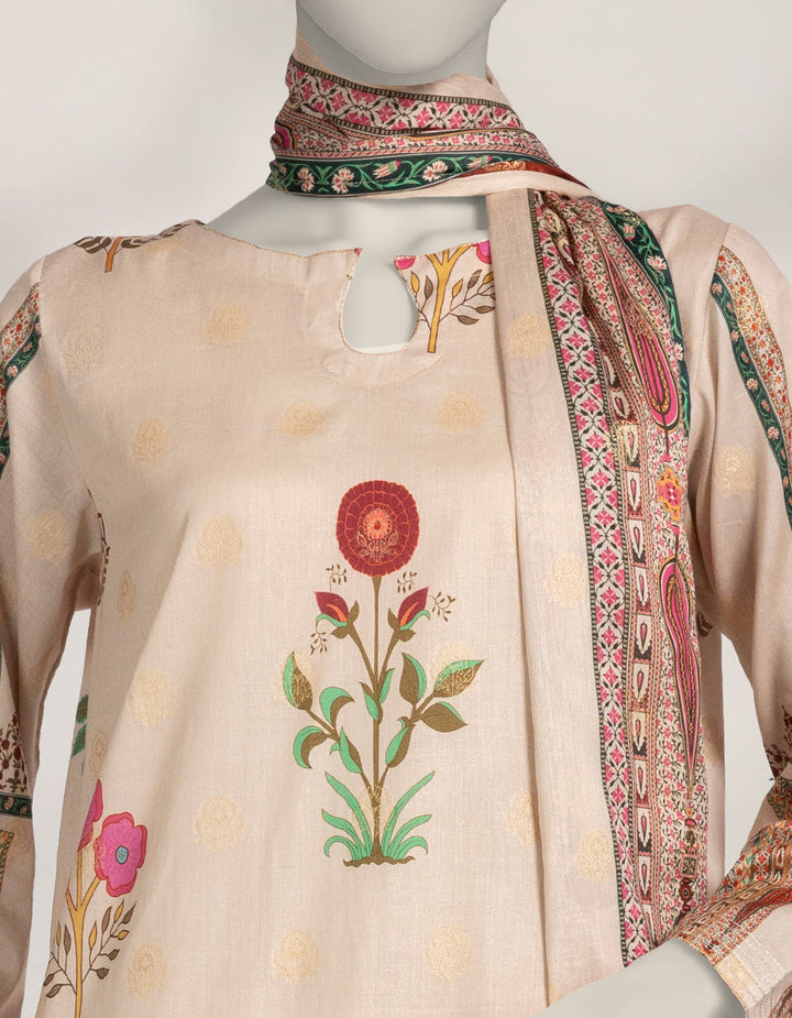 Jacquard Brown Stitched Suit - J. Junaid Jamshed