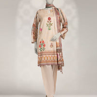Jacquard Brown Stitched Suit - J. Junaid Jamshed
