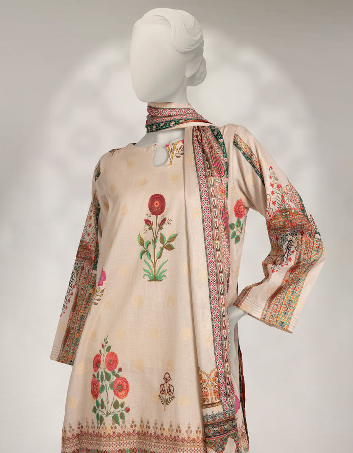 Jacquard Brown Stitched Suit - J. Junaid Jamshed