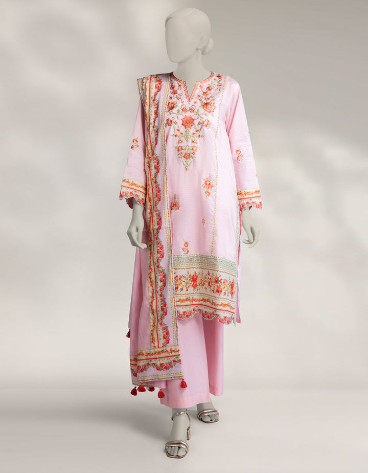 Dobby Pink Stitched Suit - J. Junaid Jamshed