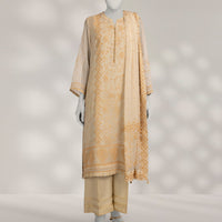 Impure Chiffon Beige Stitched Suit - J. Junaid Jamshed