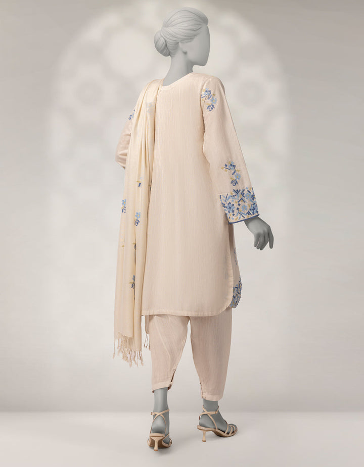 Khaddar Off White Stitched Suit - J. Junaid Jamshed