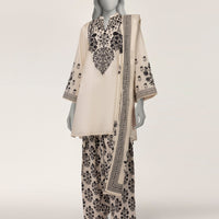 Lawn Off White Stitched Suit - J. Junaid Jamshed