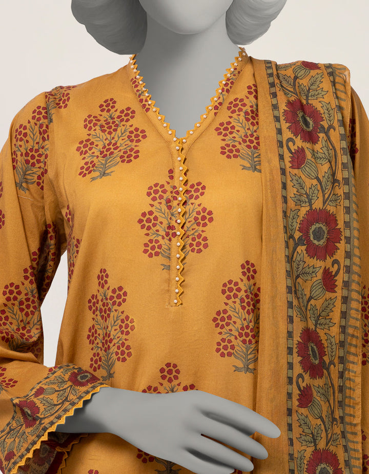 Lawn Mustard Stitched Suit - J. Junaid Jamshed