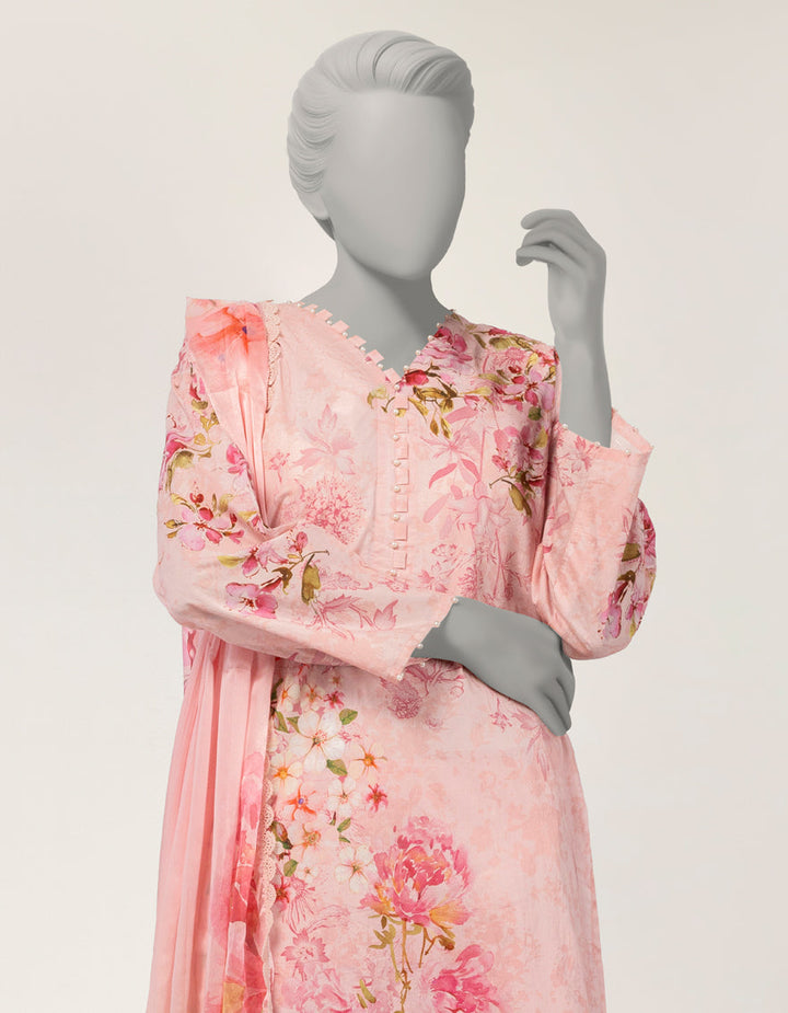 Dobby Pink Stitched Suit - J. Junaid Jamshed