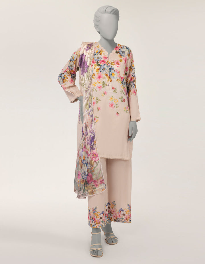 Dobby Pink Stitched Suit - J. Junaid Jamshed