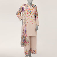Dobby Pink Stitched Suit - J. Junaid Jamshed