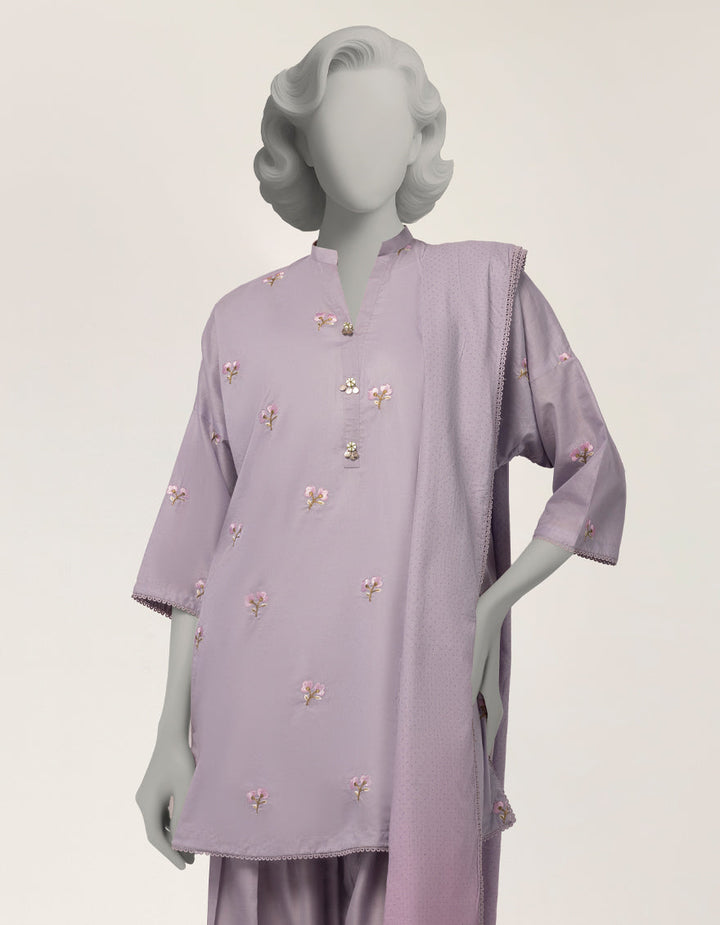 Jacquard Purple Stitched Suit - J. Junaid Jamshed