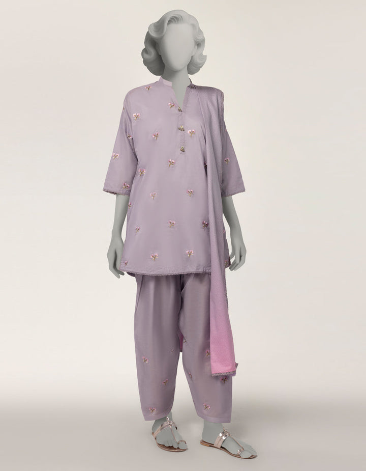 Jacquard Purple Stitched Suit - J. Junaid Jamshed