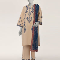 Lawn Beige Stitched Suit - J. Junaid Jamshed
