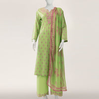 Lawn Green Stitched Suit - J. Junaid Jamshed