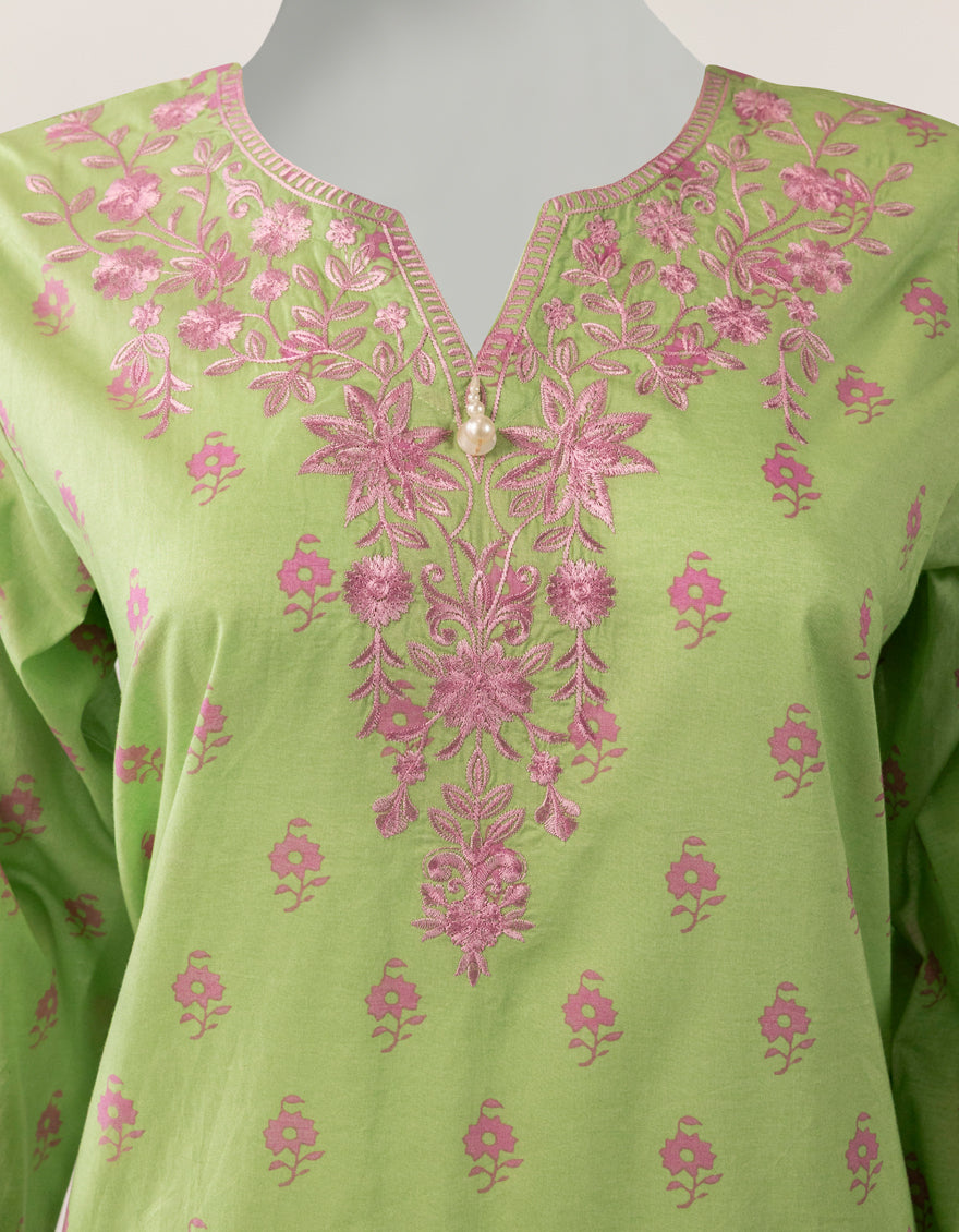 Lawn Green Stitched Suit - J. Junaid Jamshed