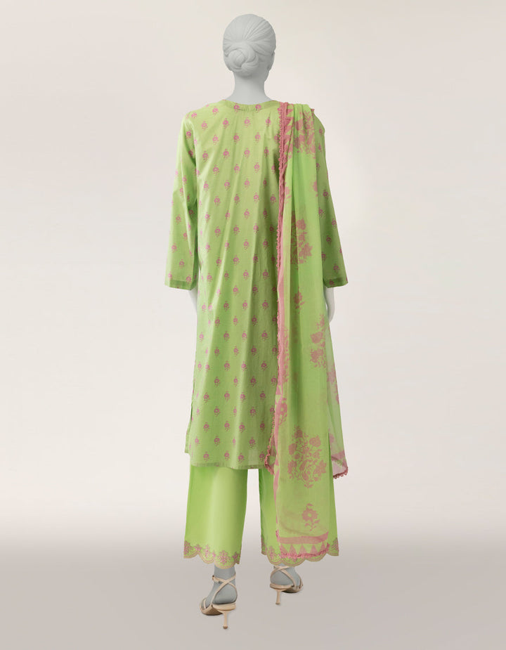 Lawn Green Stitched Suit - J. Junaid Jamshed