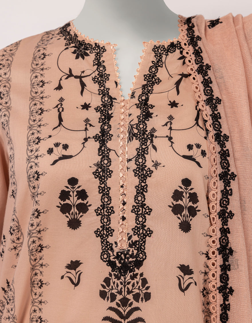 Lawn Tea Pink Stitched Suit - J. Junaid Jamshed