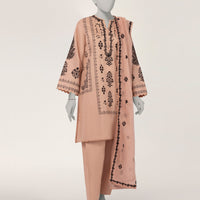 Lawn Tea Pink Stitched Suit - J. Junaid Jamshed