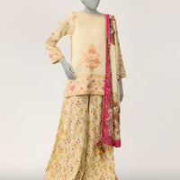 Dobby Cream Stitched Suit - J. Junaid Jamshed
