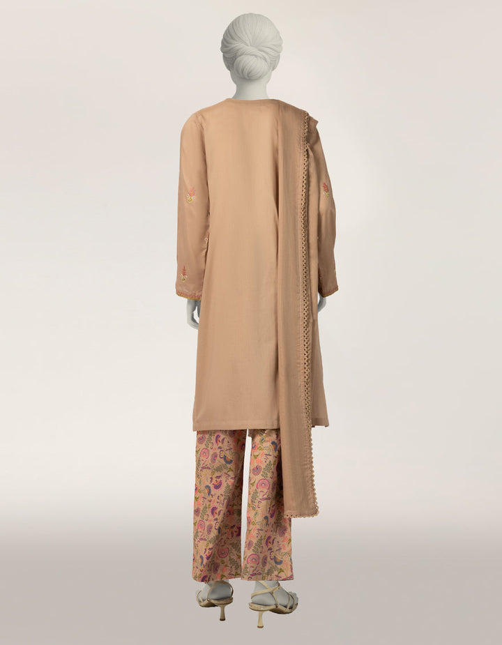 Lawn Beige Stitched Suit - J. Junaid Jamshed