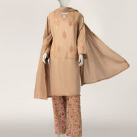 Lawn Beige Stitched Suit - J. Junaid Jamshed