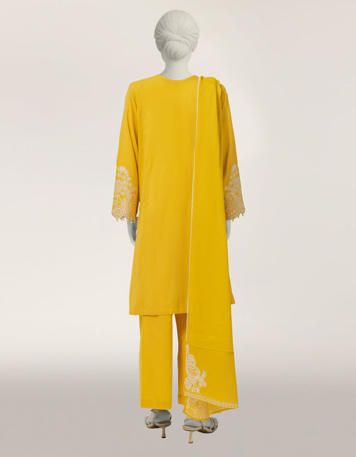 Lawn Yellow Stitched Suit - J. Junaid Jamshed
