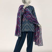 Lawn Blue Stitched Suit - J. Junaid Jamshed