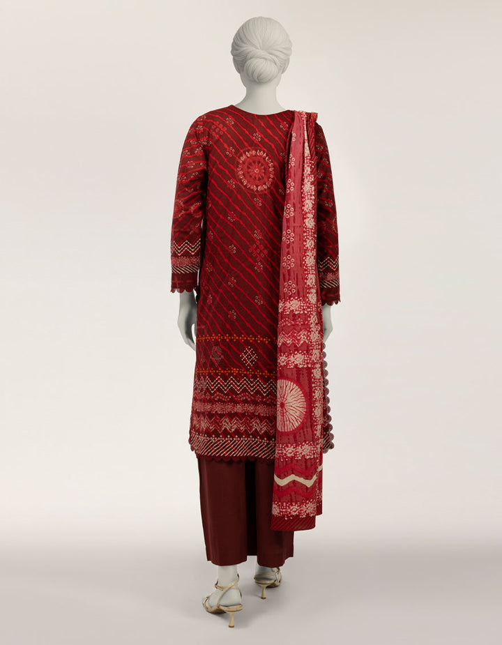 Lawn Maroon Stitched Suit - J. Junaid Jamshed
