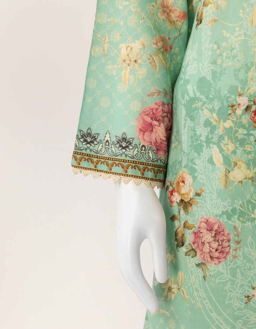 Lawn Ice Green Stitched Suit - J. Junaid Jamshed