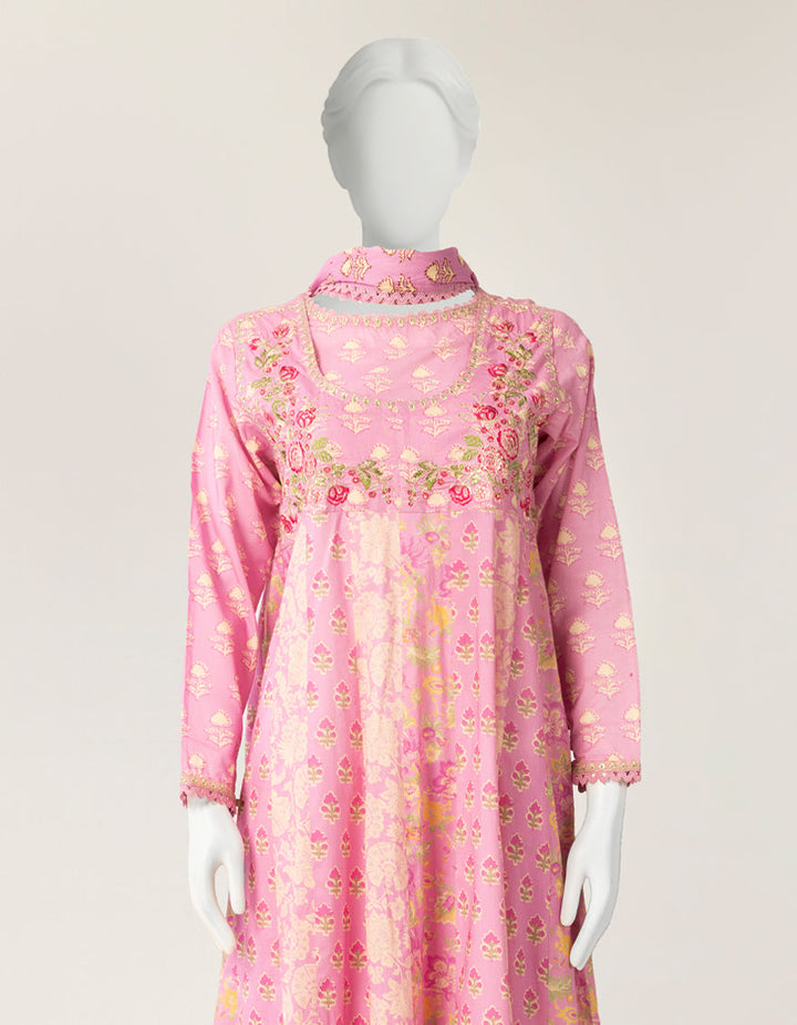 Lawn Pink Stitched Suit - J. Junaid Jamshed