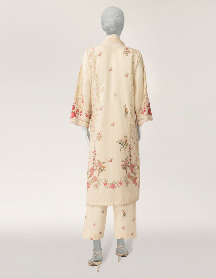 Lawn Silk Off White Stitched Suit - J. Junaid Jamshed