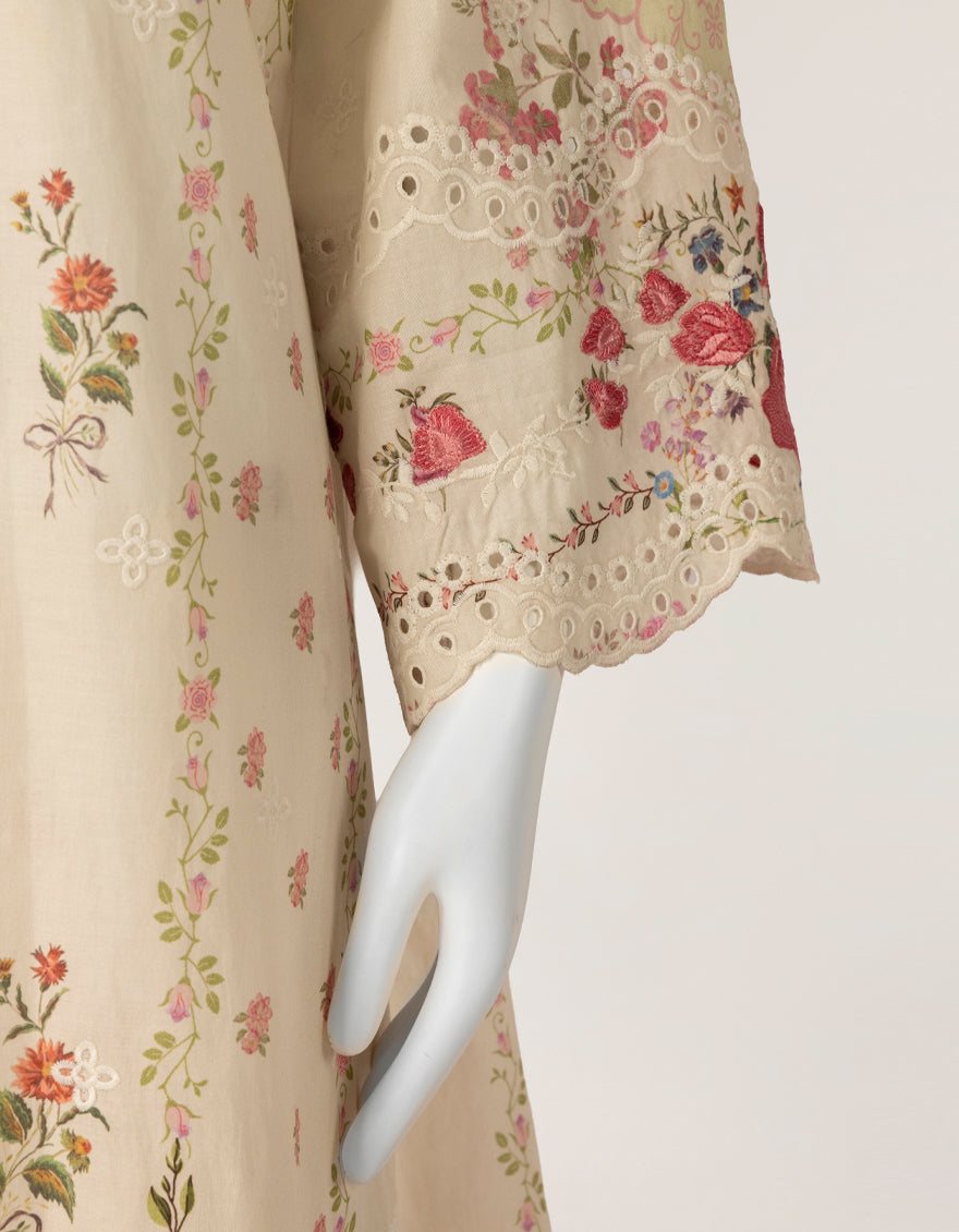 Lawn Silk Off White Stitched Suit - J. Junaid Jamshed