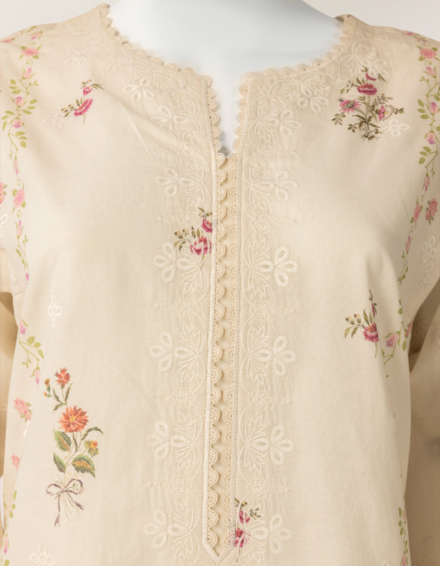 Lawn Silk Off White Stitched Suit - J. Junaid Jamshed