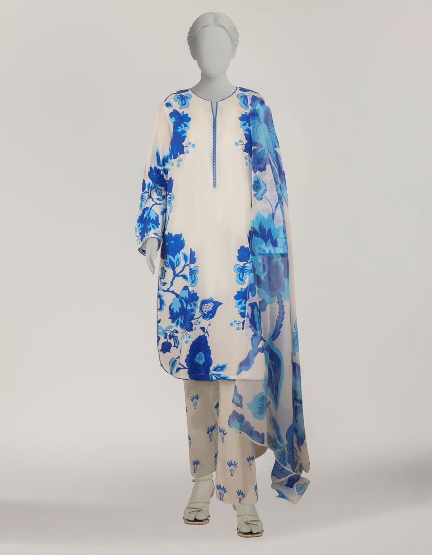 White Stitched Suit - J. Junaid Jamshed