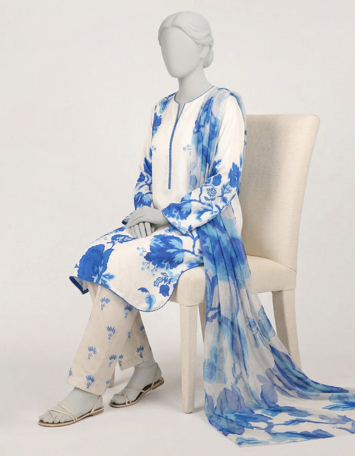 White Stitched Suit - J. Junaid Jamshed