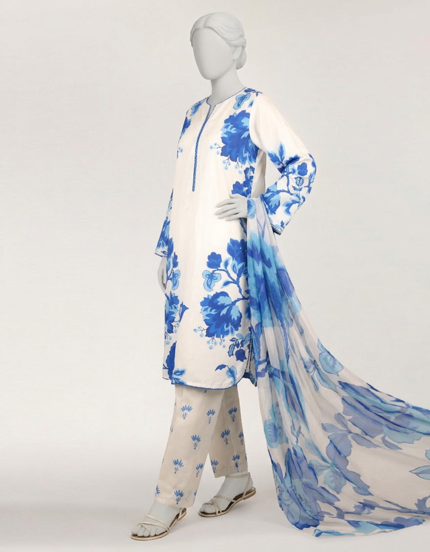 White Stitched Suit - J. Junaid Jamshed